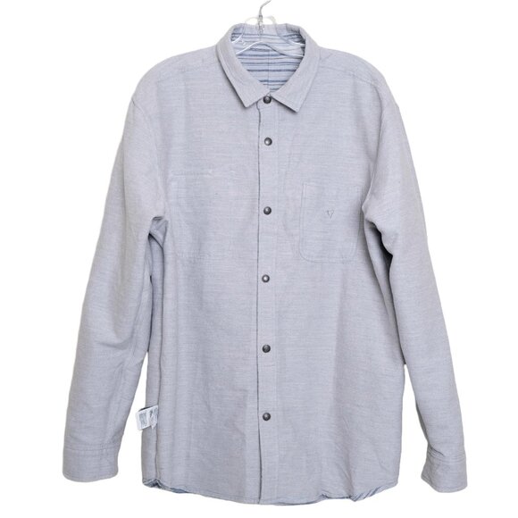 Vissla Flannel Shirt Snap Button Reversible Burshed Cotton Gray Blue XL - Picture 3 of 16